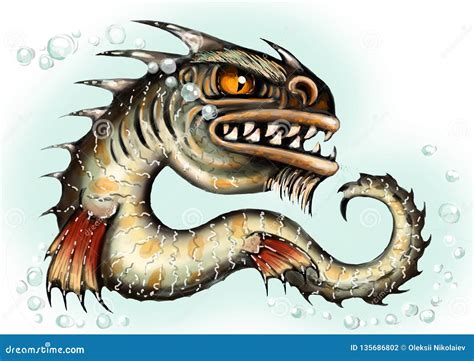 Sea Monster Water Dragon Fish Mutant Scary Deep Demon Color
