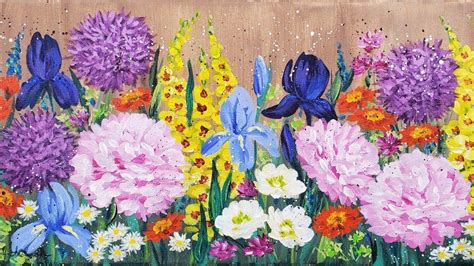 Easy Impressionist Flower Garden Acrylic Painting Live Tutorial