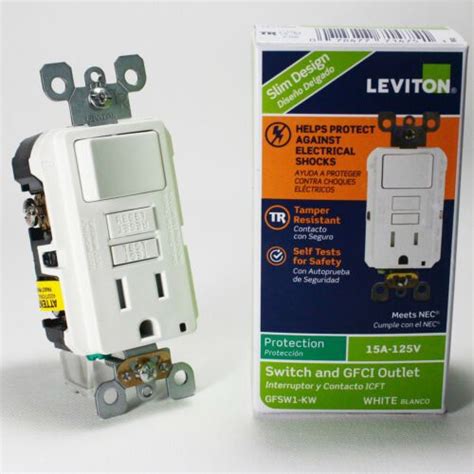 Leviton Gfsw1 Kw 15 Amp 125 Volt Combo Gfci Outlet And Switch White
