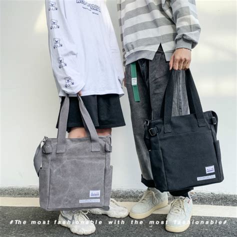 On Sale Big Capacity Canvas Ulzzang Korean Fashion Men Tote Bag Handbag