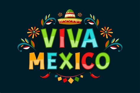 Viva Mexico Cartel Con Textura Grunge Chiles Y Sombrero Estilo De