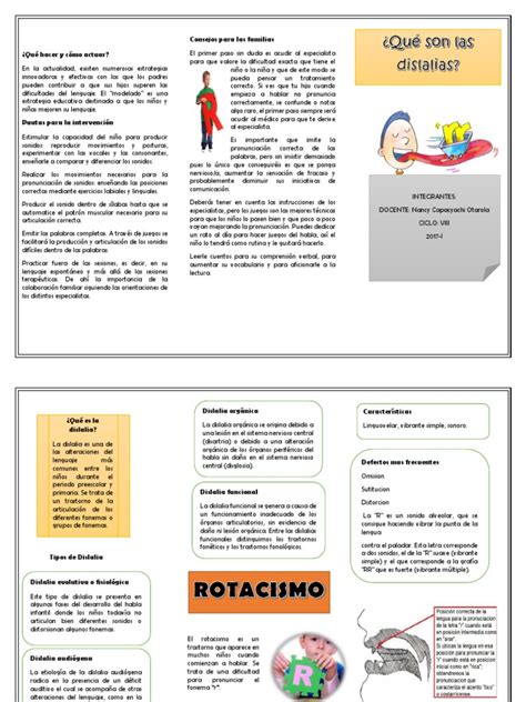 Triptico Dislalia Cognición Sicología Y Ciencia Cognitiva