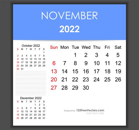 Free Editable November 2022 Calendar Template