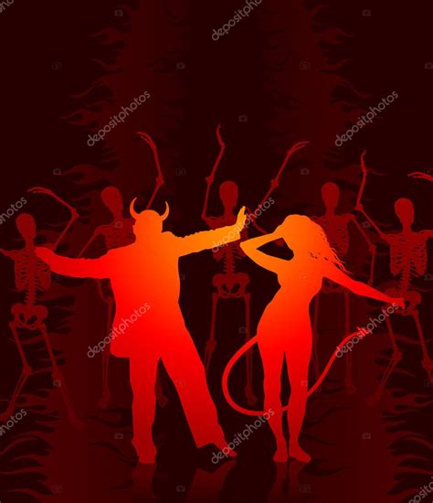 Sexy Devil Couple With Skeletons Stock Vector Image By ©iconspro 6030628