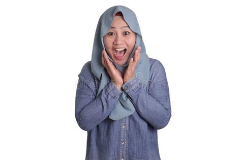 Cute Muslim Lady Shows Shocked Surprised Face With Open Mouth Stock Image Image Of Expression