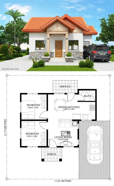 Two Bedroom Bungalow Floor Plans Floorplansclick