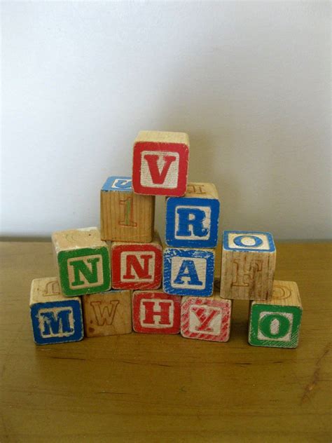 SET of 12 wood blocks alphabet blocks baby blocks ABC ...