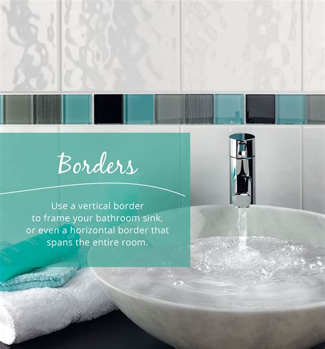 Horizontal vs vertical shower tile, title: Use a vertical border to frame your bathroom sink, or even ...