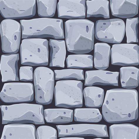 Stone Wall From Bricks Rock Game Background In Cartoon Style