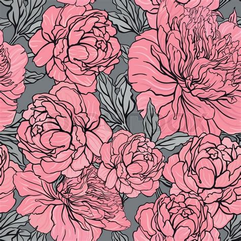 Textile patterns flower patterns print patterns textiles pattern flower surface pattern design floral watercolor high quality images the past. Elegant Seamless color peony pattern on gray background ...