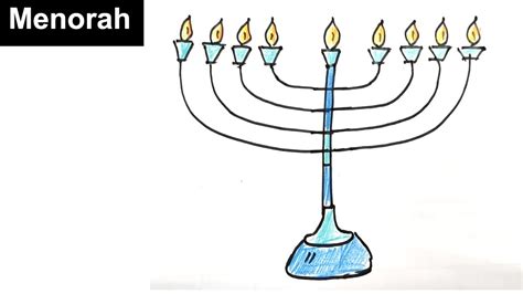 How To Draw Menorah Israel Drawing Lessons For Kindergarten