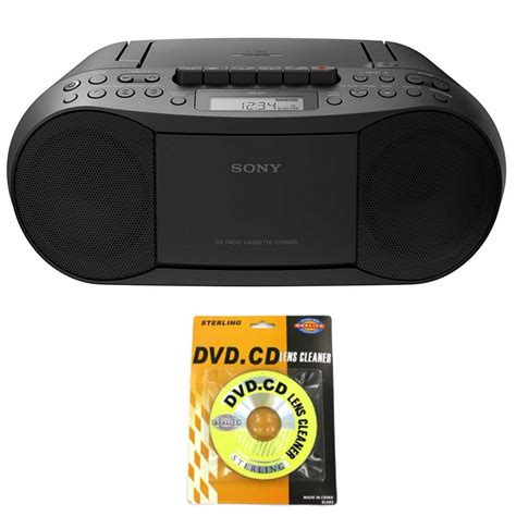 sony cfd s70 portable cd cassette boombox black dvd cd lens cleaner