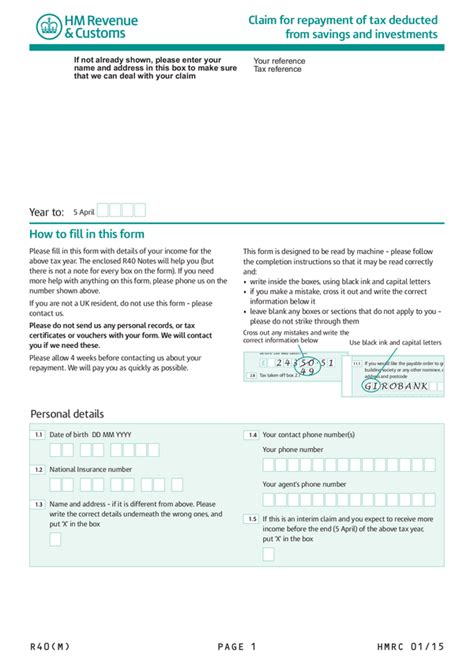 Hm REVenue And Customs Tax Rebate Form