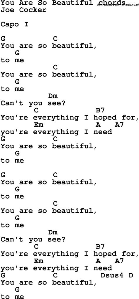 Song Lyrics With Guitar Chords For You Are So Beautiful Hot Sex Picture