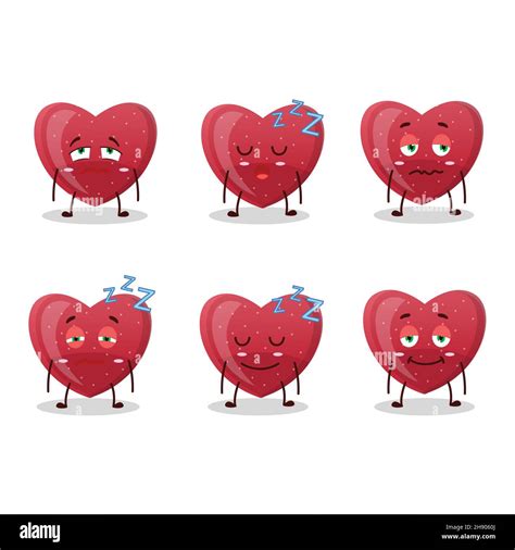 Cartoon Character Of Red Love Gummy Candy With Sleepy Expression Vector Illustration Stock