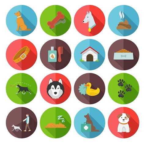 Dog Icons Flat Vector Free Download
