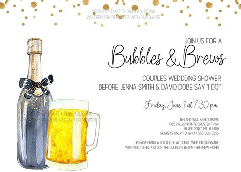 Bubbles And Brews Couples Shower Invitation Printable Cheers Etsy