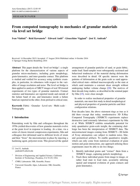 From computed tomography to mechanics of granular materials via level ...