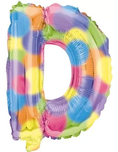 Globo Letra D Moteado Arcoiris Fiesta Decorar 41cm Mylin 2pz Mercadolibre