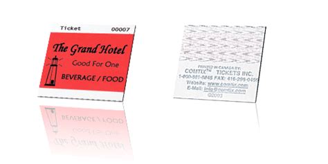 Custom Printed Food And Beverage Tickets Single Comtix Tickets Inc