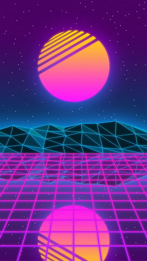 Vaporwave 70s Abstract Colorful Higgsas Minimalist Mountain Old