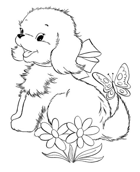 Children's coloring pages for boys and girls. Cute Baby Puppies And Butterfly Coloring Page | Puppy ...