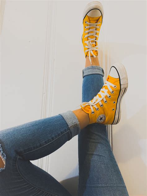 Converse Yellow Chucks Yellower 🌻 Yellow Converse Outfits With