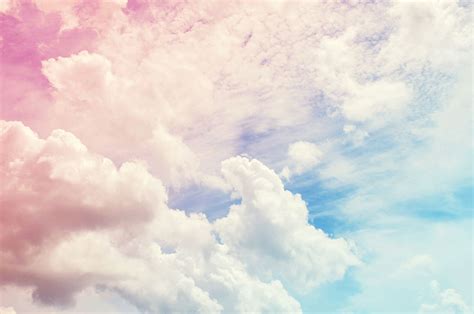 Wallpaper Of Pink White Clouds In Windy Blue Sky Wall Mural