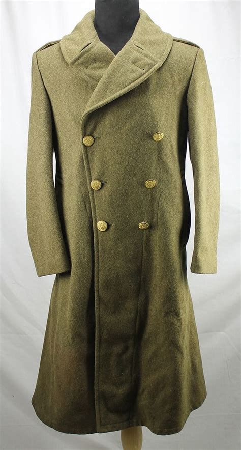 Wwii Us Army Drab Green Wool Melton Long Overcoat Trench Coat Maybe