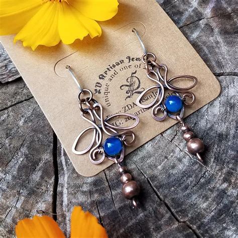 Unique Boho Romantic Handmade Earrings In Antiqued Copper Wire Etsy
