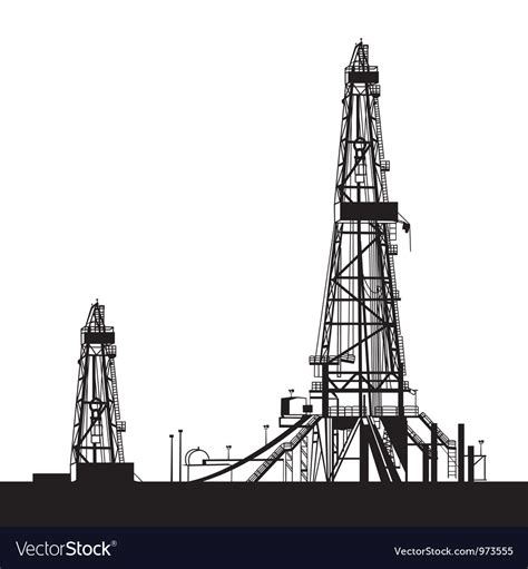 Oil Rig Silhouettes Royalty Free Vector Image Vectorstock
