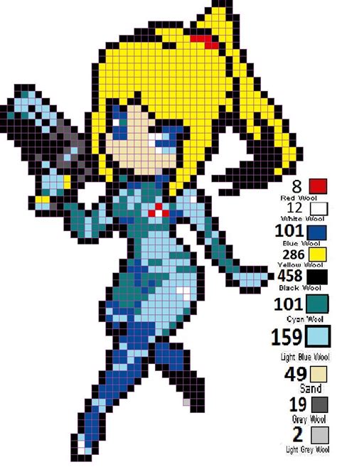 Easy Anime Girl Pixel Art Grid Gambarku