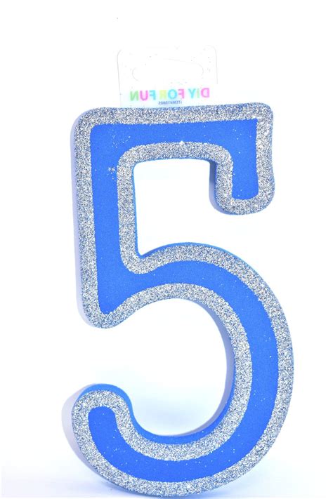 7 Blue Glitter Foam Number 5 Blue Glitter Glitter Letters And