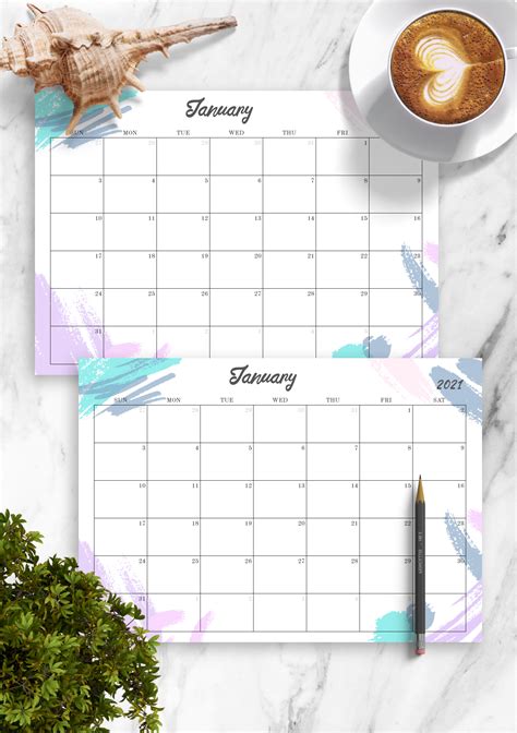 Download Printable Colored Monthly Calendar PDF