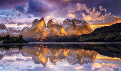 Andes Chile Lake Mountain Patagonia Peak Reflection Wallpaper