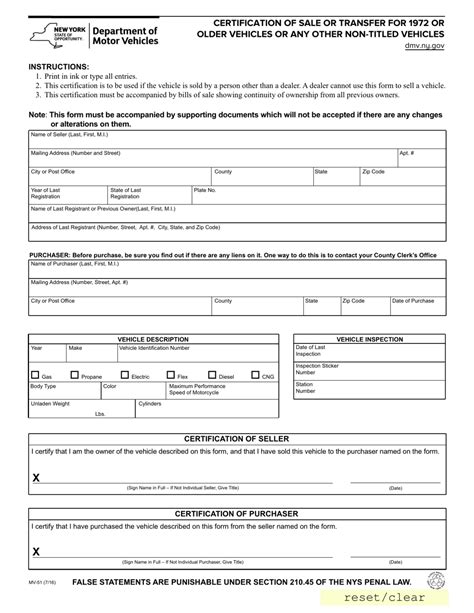Form Mv 51 Fill Out Sign Online And Download Fillable Pdf New York