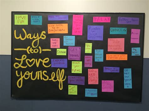 Ways To Love Yourself Bulletin Board School Counseling Bulletin Boards Work Bulletin Boards