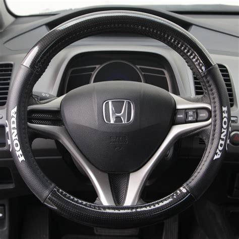 Carbon Fiber Black Synthetic Leather Steering Wheel Cover For Honda