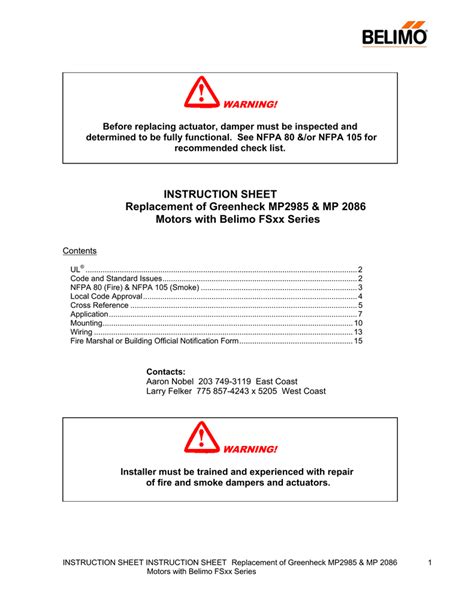 Instruction Sheet Replacement Of Greenheck Manualzz