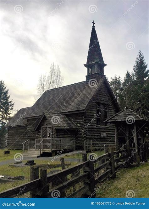 Stanne S Anglican Old Log Church Parksville Bc Editorial Image