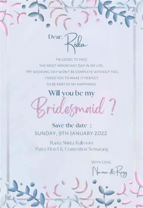 Bridesmaid Card Undangan Pernikahan Lucu Kartu Undangan Pernikahan