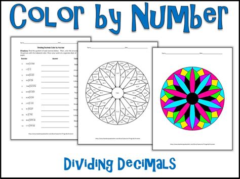 The topic of the multiplication of decimals from the year 7 book of the mathematics enhancement program. Dividing Decimals Color by Number | Teaching Resources