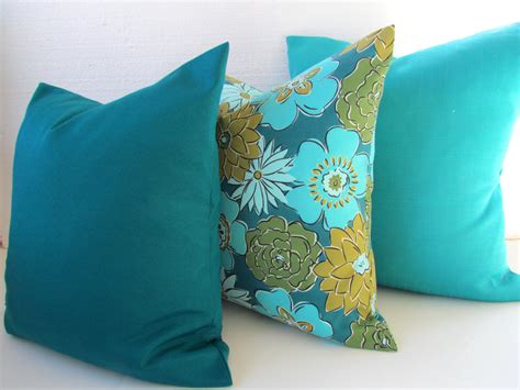 Teal Outdoor Pillows Turquoise Teal Blue By Sayitwithpillows