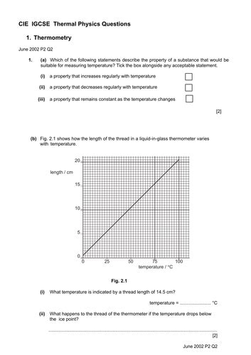 Igcse Thermal Physics Questions Teaching Resources