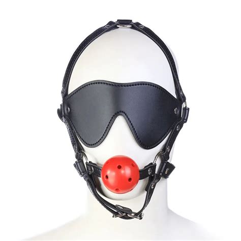 Eye Mask Leather Bondage Tape Slave Fetish Head Restraints Blindfold