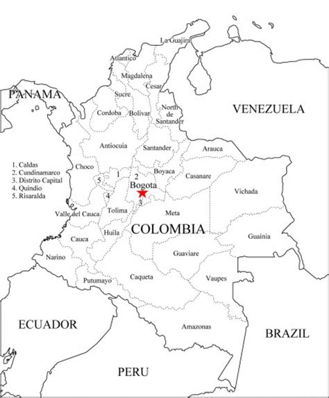 Mapa Politico De Colombia Para Colorear