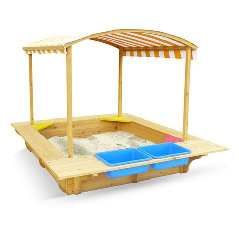 Outward Play Play Fort Wood Sandbox With Canopy Out110 Sand Pit