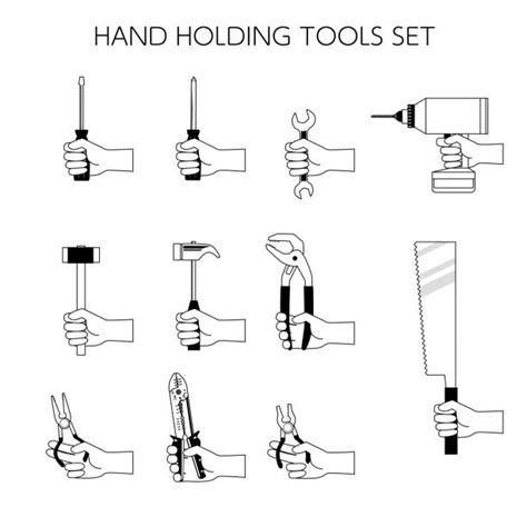 Hand Holding Drill Stock Vectors Istock