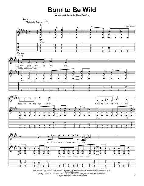 Born To Be Wild By Steppenwolf Guitar Tab Play Along Guitar Instructor