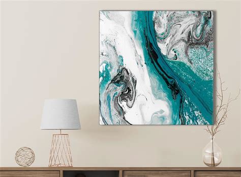 Grey And Teal Abstract Wall Art All Interview